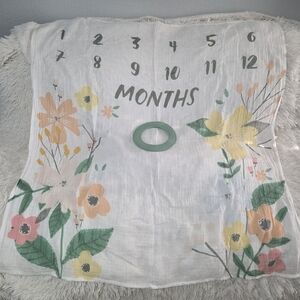 Cloud Island Muslin Blanket Baby Monthly Milestones w/ Felt Frame Meadow Floral